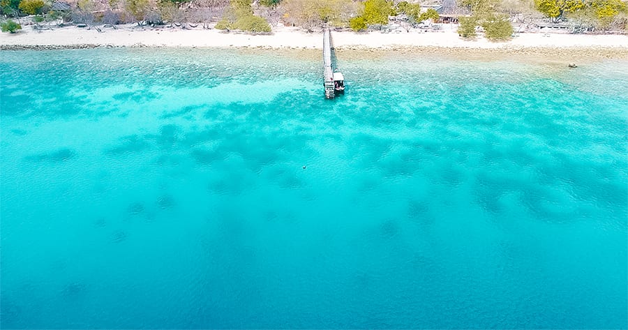 Aerial view of dock at NusaBay Menjangan