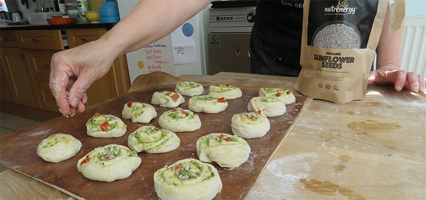 Baking Delicious Bread With Danielle Ellis From Severn Bites 7 Organic sunflower seeds sprinkled on the top of the pesto and pepper rounds