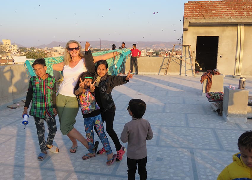 Making Friends At The Stunning Kite Festival In Jaipur 6 Larch with the children at the Kite Festival Jaipur