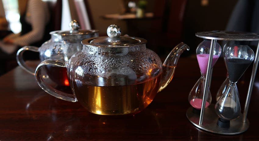 Awesome Afternoon Tea At The Chesterton Hotel, Bicester: Review 2 Two elegant glass teapots with brewing timer