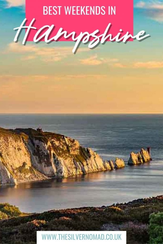 6 Of The Best Weekends In Hampshire, Uk 10 image of cliffs in the sea with Best Weekends in Hampshire superimposed