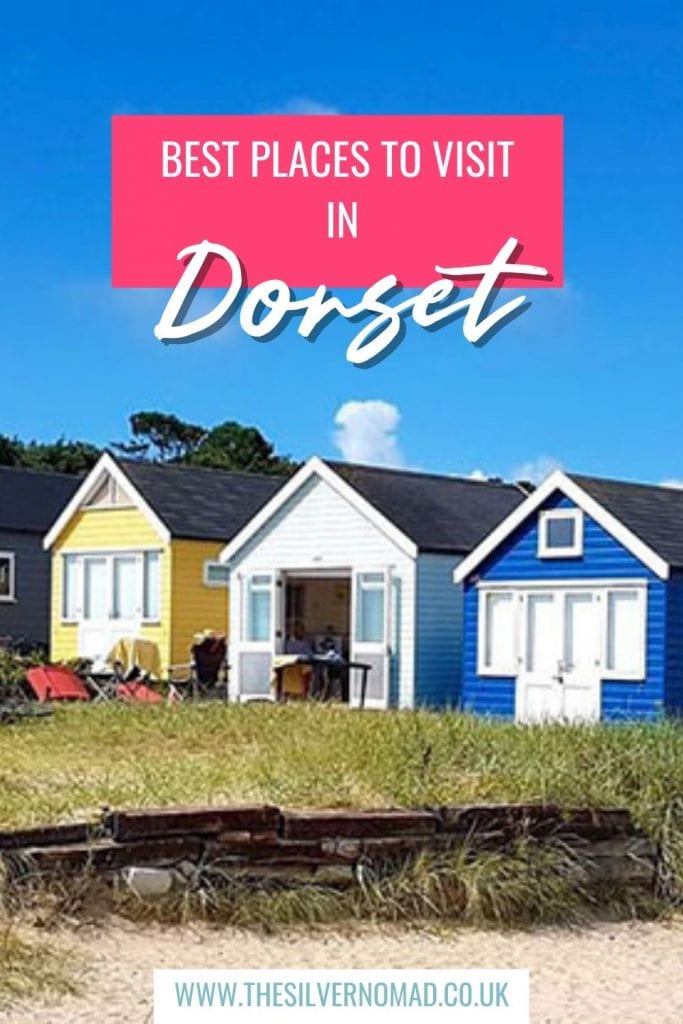 10+ Of The Best Weekends In Dorset 16 yelllow, white and blue beach houses with Best Places to visit in Dorset superimposed