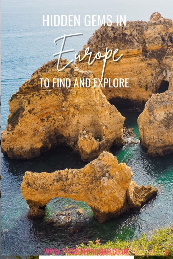 35+ Amazing Hidden Gems In Europe You Must Visit 43 caramel coloured rocks in the sea with the words Hidden Gems in Europe to find and explore superimposed