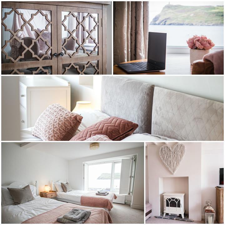 20+ Of The Best Things To Do In Port Erin, Isle Of Man (2023) 23 five images of Seaview cottage in Port Erin, Isle of Man showing views out to sea, and bedrooms all decorated in soft pinks and peaches