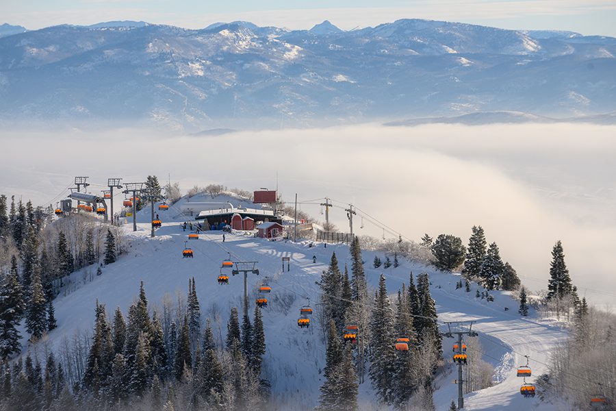 Park City snowy scenery with trees