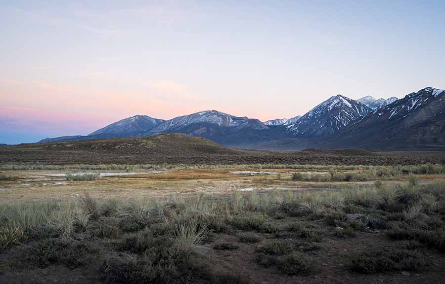 Mammoth Lakes with mountains in the background