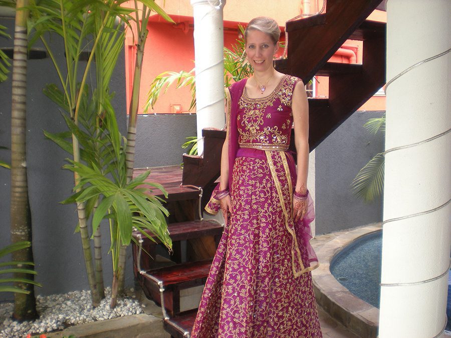 Celebrating 16 Awesome Mature Bloggers In 2021 To Inspire You 11 Michelle from Moyer Memoirs dressed in a pink sari for a Hindu wedding in Toronto
