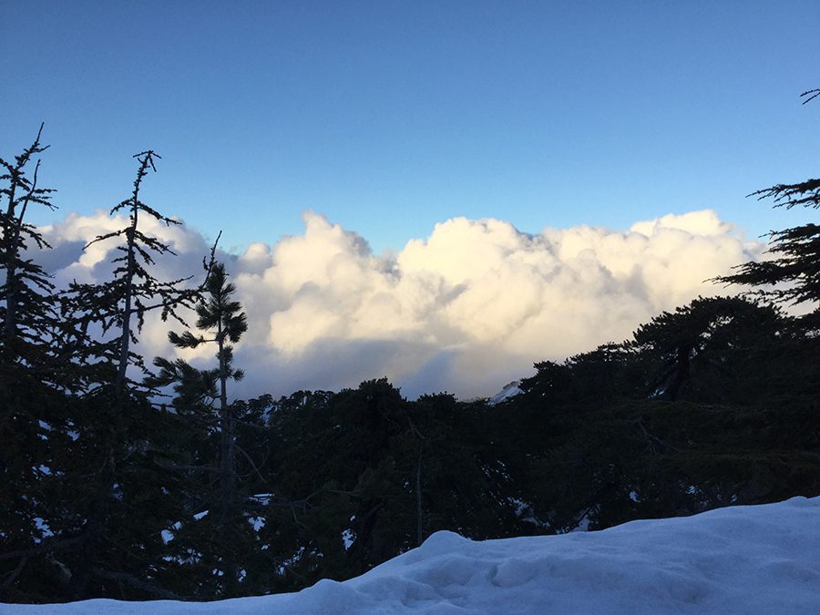 22 Amazing Destinations For Winter Snow Around The World 14 snow covered mountains with pine trees and large clouds behind