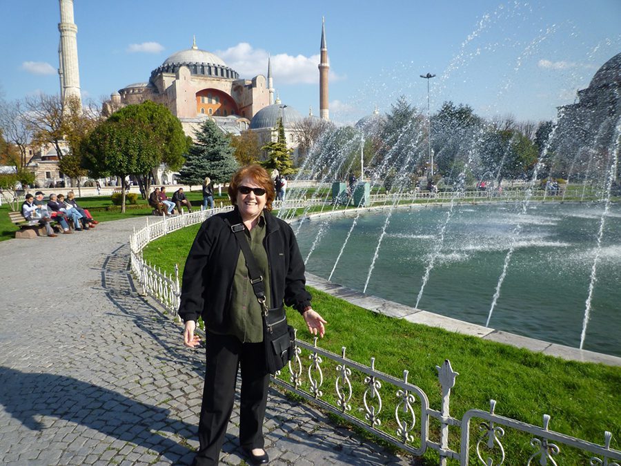 Celebrating 16 Awesome Mature Bloggers In 2021 To Inspire You 12 Leyla from Women on the Road in Istanbul with the Blue Mosque behind her
