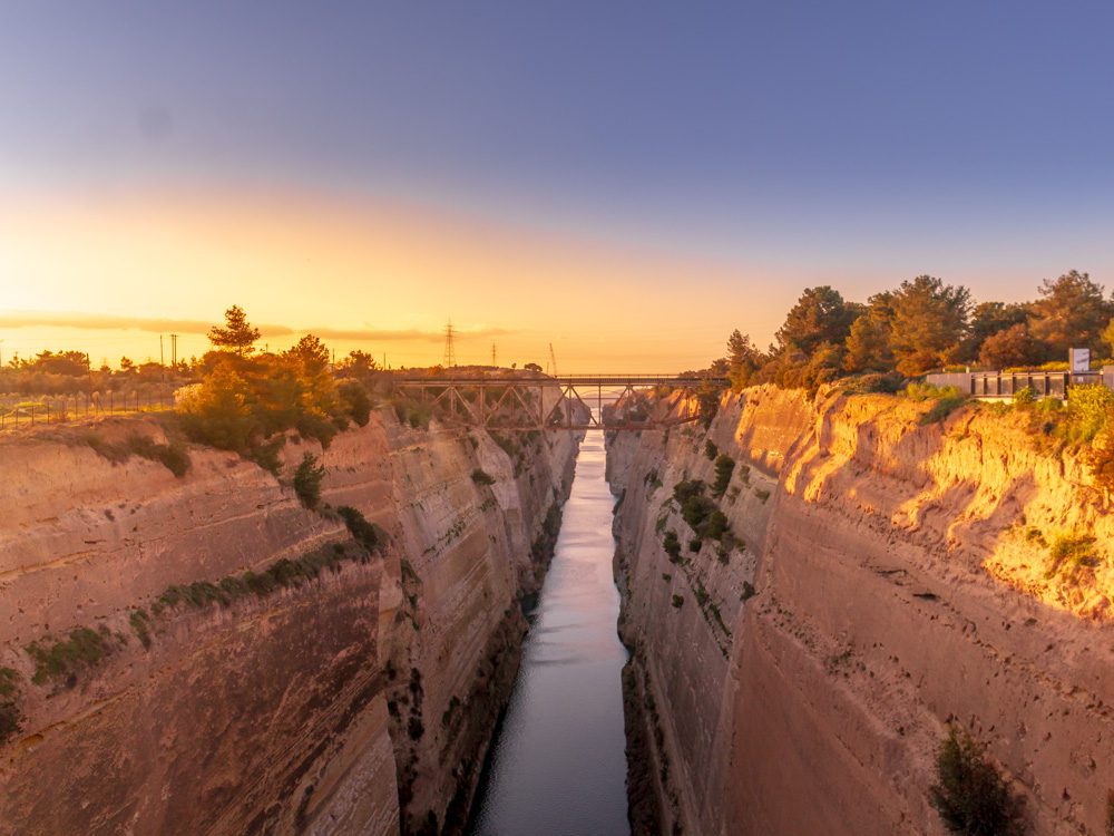 The Corinth Canal at sunset