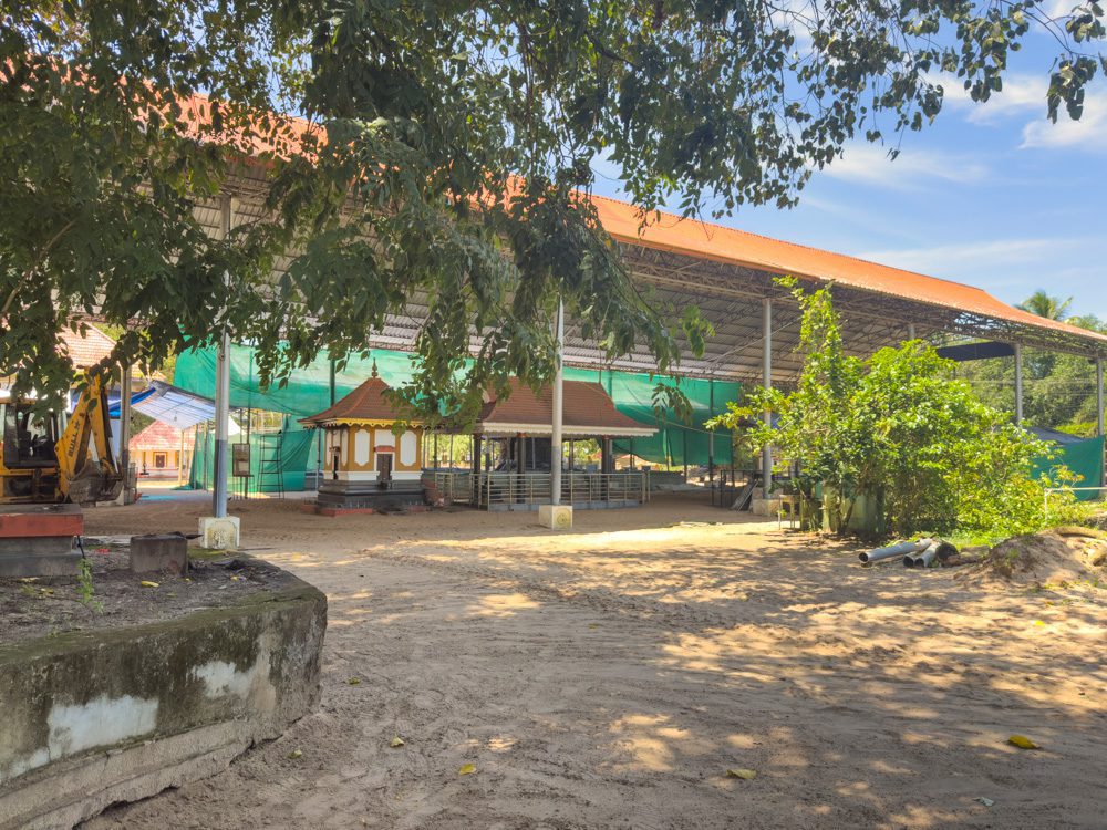 the temple with protected areas being rebuilt