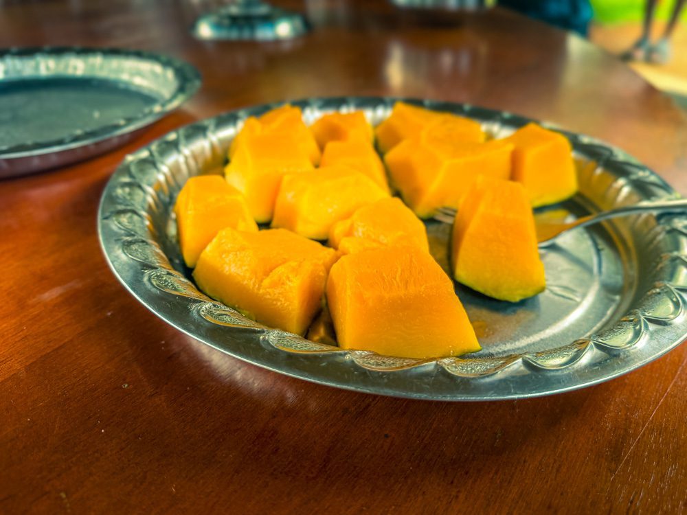 Fresh Steamed Pumpkin on a sil