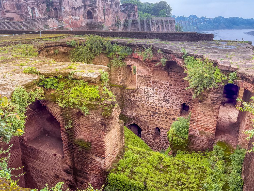 The exposed lower levels of the Shahi Qila