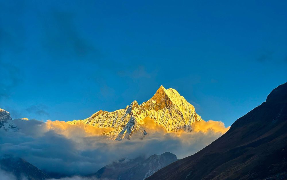The 5 Best Treks In Nepal For Travellers Over 40 1 Majestic mountain peak at sunrise at Annapurna Base Camp Trek