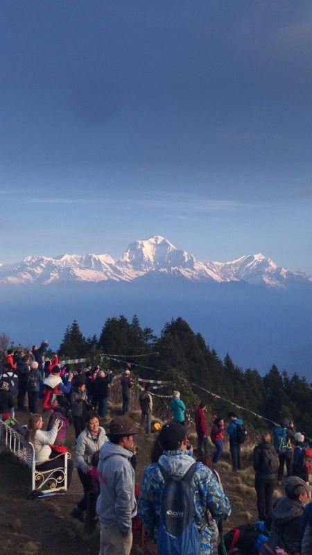 The 5 Best Treks In Nepal For Travellers Over 40 2 Crowd enjoying mountain view at sunset on Ghorepani Poon Hill Trek